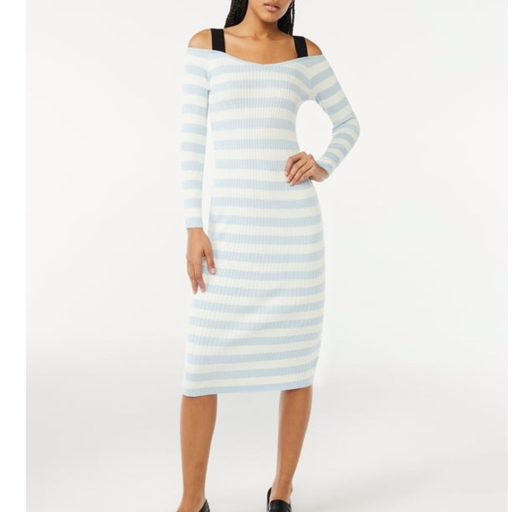 Free Assembly Women’s Cold Shoulder Sweater Midi Dress